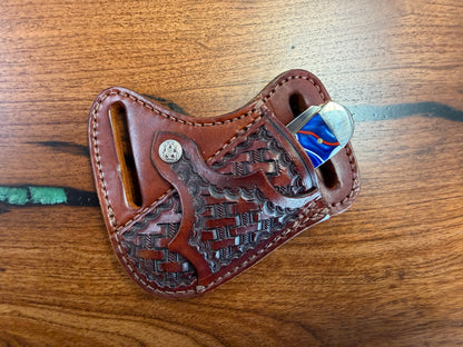 #26 Cross Draw Leather Sheath – Fits Trapper Size Knives | Hand Made