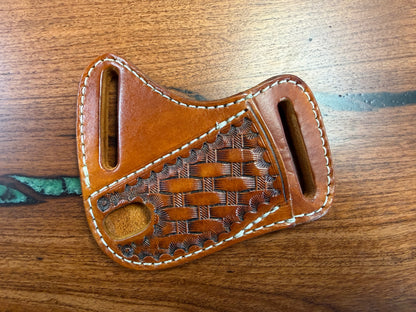 #26 Cross Draw Leather Sheath – Fits Trapper Size Knives | Hand Made
