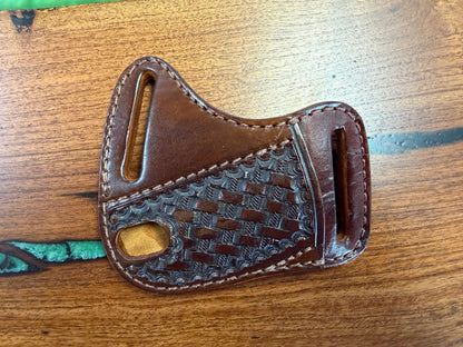 #26 Cross Draw Leather Sheath – Fits Trapper Size Knives | Hand Made