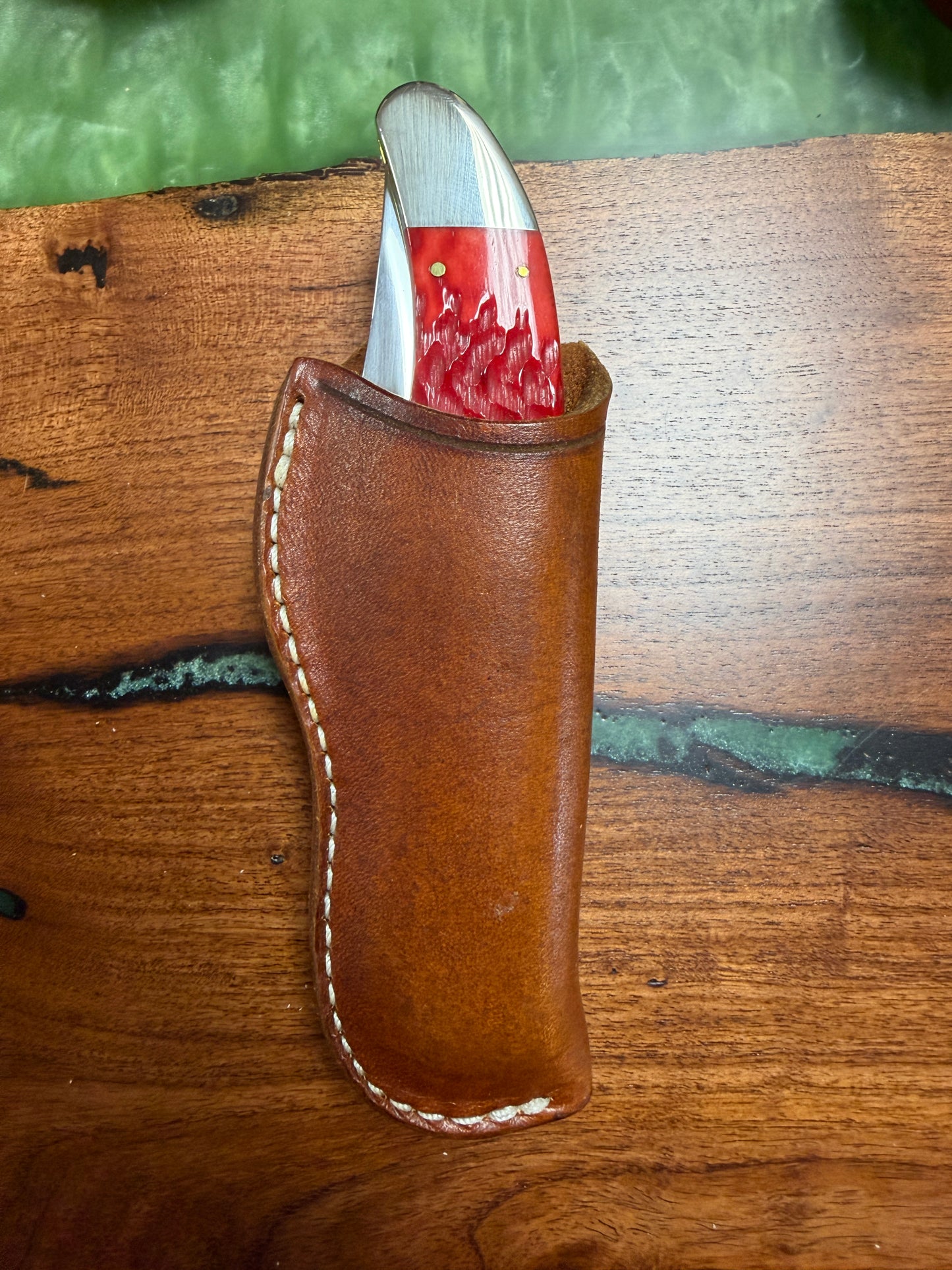 #28 Handmade Vertical Carry Leather Sheath - Fits Folding Hunter