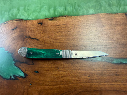 Trapper Hidden Release Green Giraffe Bone Handles