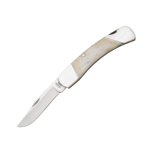 3 3/4″ White Smooth Bone Midsize Lockback