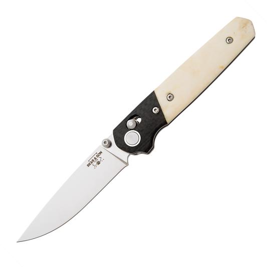 4 3/8″ White Smooth Bone Lawman W/ Carbon Fiber Bolster