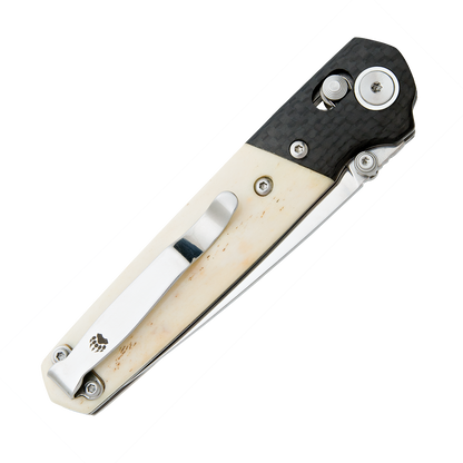 4 3/8″ White Smooth Bone Lawman W/ Carbon Fiber Bolster