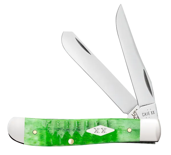 Case XX™ Mini Trapper Gator Jig Bright Green Bone 11441 Stainless Pocket Knife
