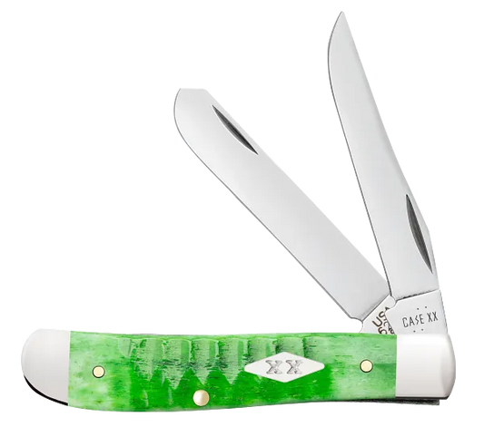 Case XX™ Mini Trapper Gator Jig Bright Green Bone 11441 Stainless Pocket Knife