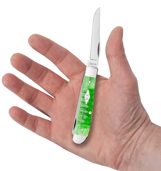 Case XX™ Mini Trapper Gator Jig Bright Green Bone 11441 Stainless Pocket Knife