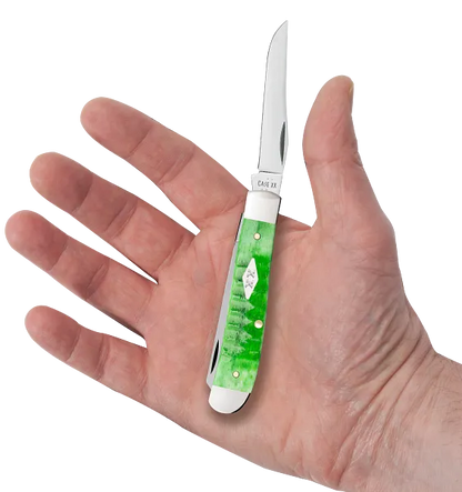 Case XX™ Mini Trapper Gator Jig Bright Green Bone 11441 Stainless Pocket Knife