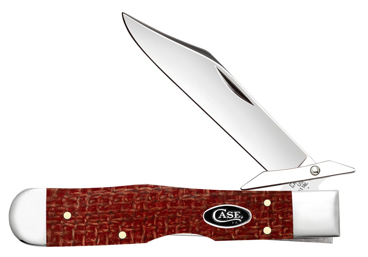 Cheetah Cub Dark Red Burlap Micarta  Carbon Steel Pocket Knife