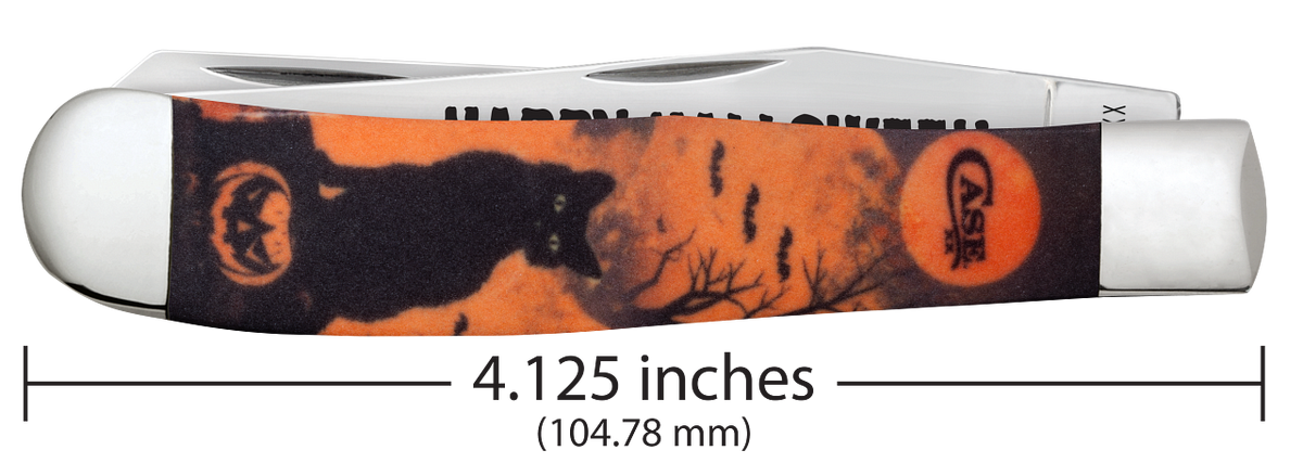 Trapper Orange Black Cat Halloween 13365 Stainless Pocket Knife