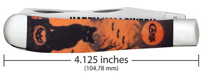 Trapper Orange Black Cat Halloween 13365 Stainless Pocket Knife