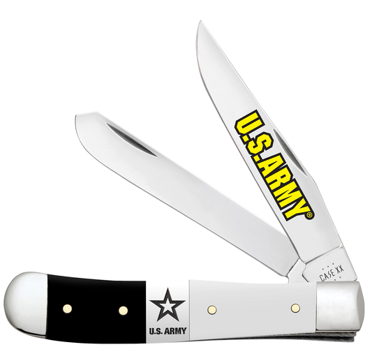 ~ Click Images to Enlarge ~  Case XX™ Trapper U.S. Army White & Black Synthetic