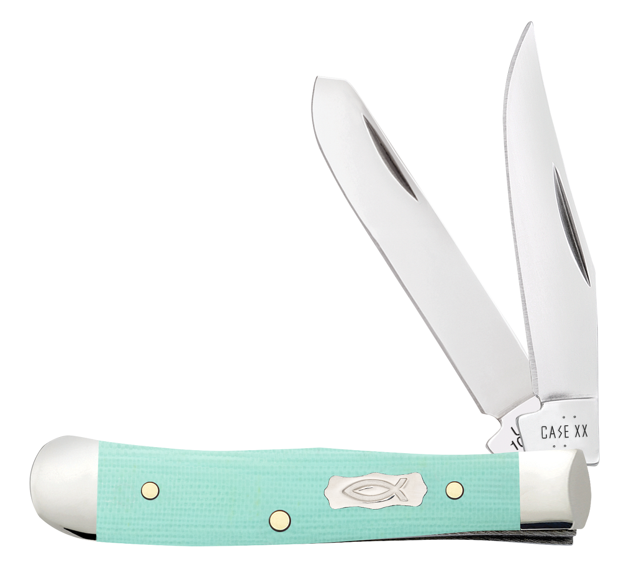 Case XX™ Tiny Trapper Ichthus Seafoam Green G-10 18110 Stainless Pocket Knife