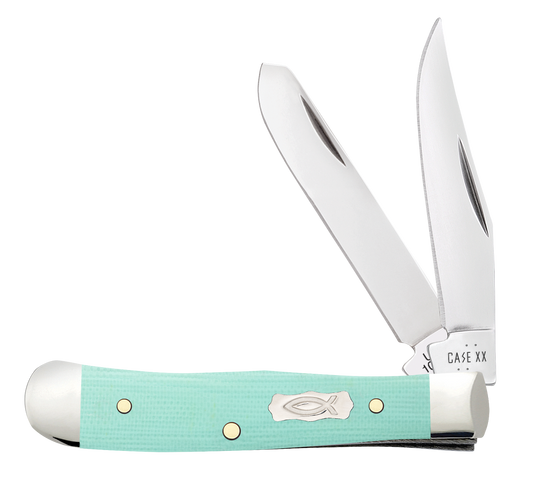 Case XX™ Tiny Trapper Ichthus Seafoam Green G-10 18110 Stainless Pocket Knife