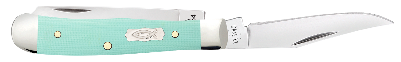 Case XX™ Tiny Trapper Ichthus Seafoam Green G-10 18110 Stainless Pocket Knife