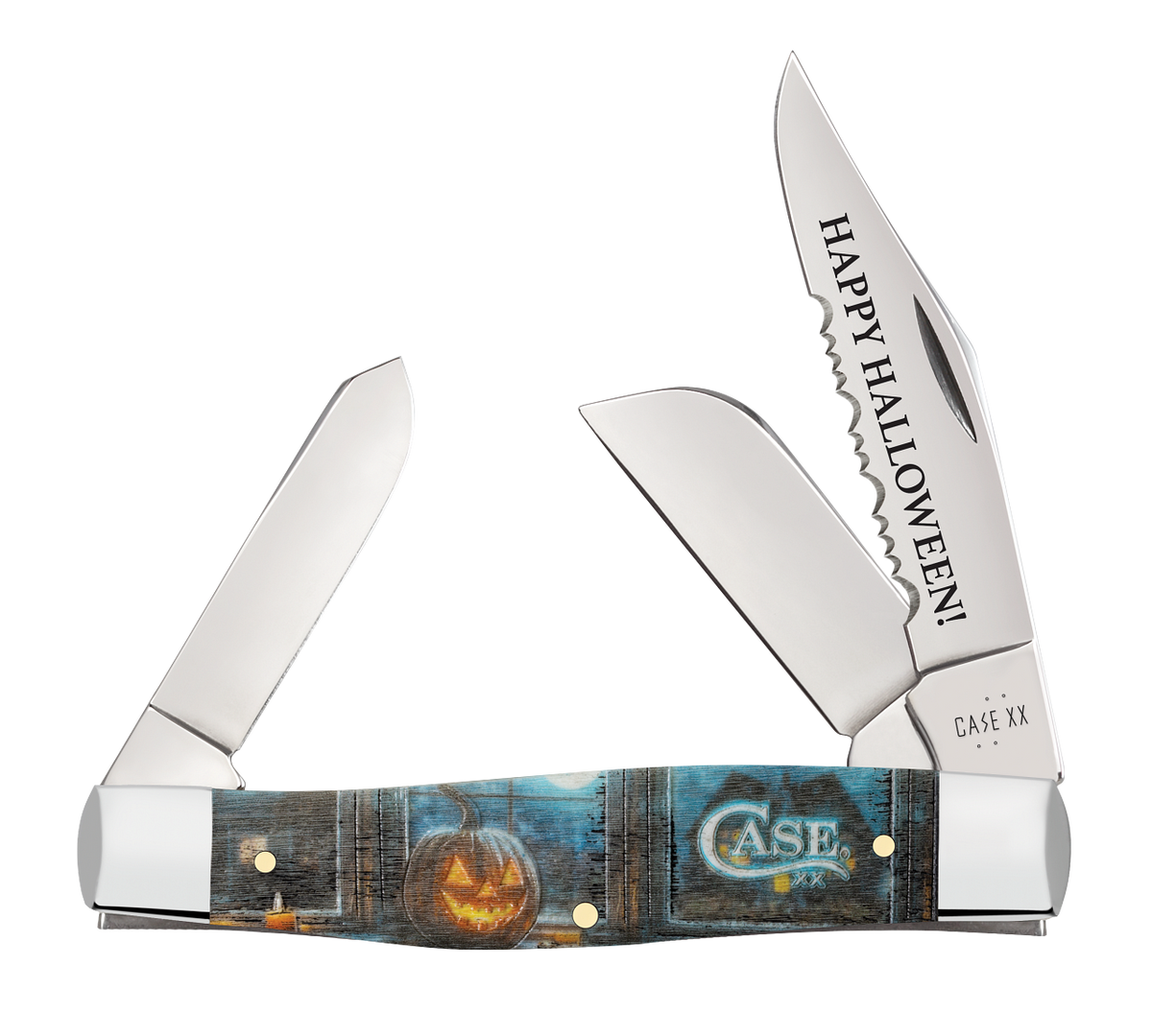 Large Stockman Halloween Colorwash Natural Bone 13366 Stainless Pocket Knife